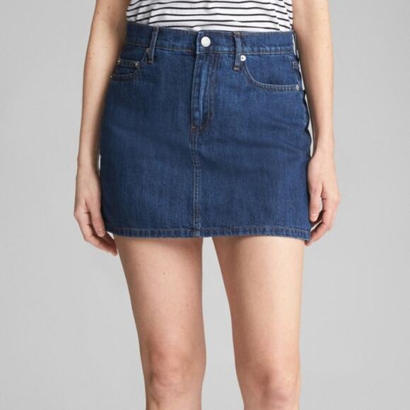 GAP Blue Dark Wash 5-Pocket Denim Mini Skirt - Picture 8 of 8